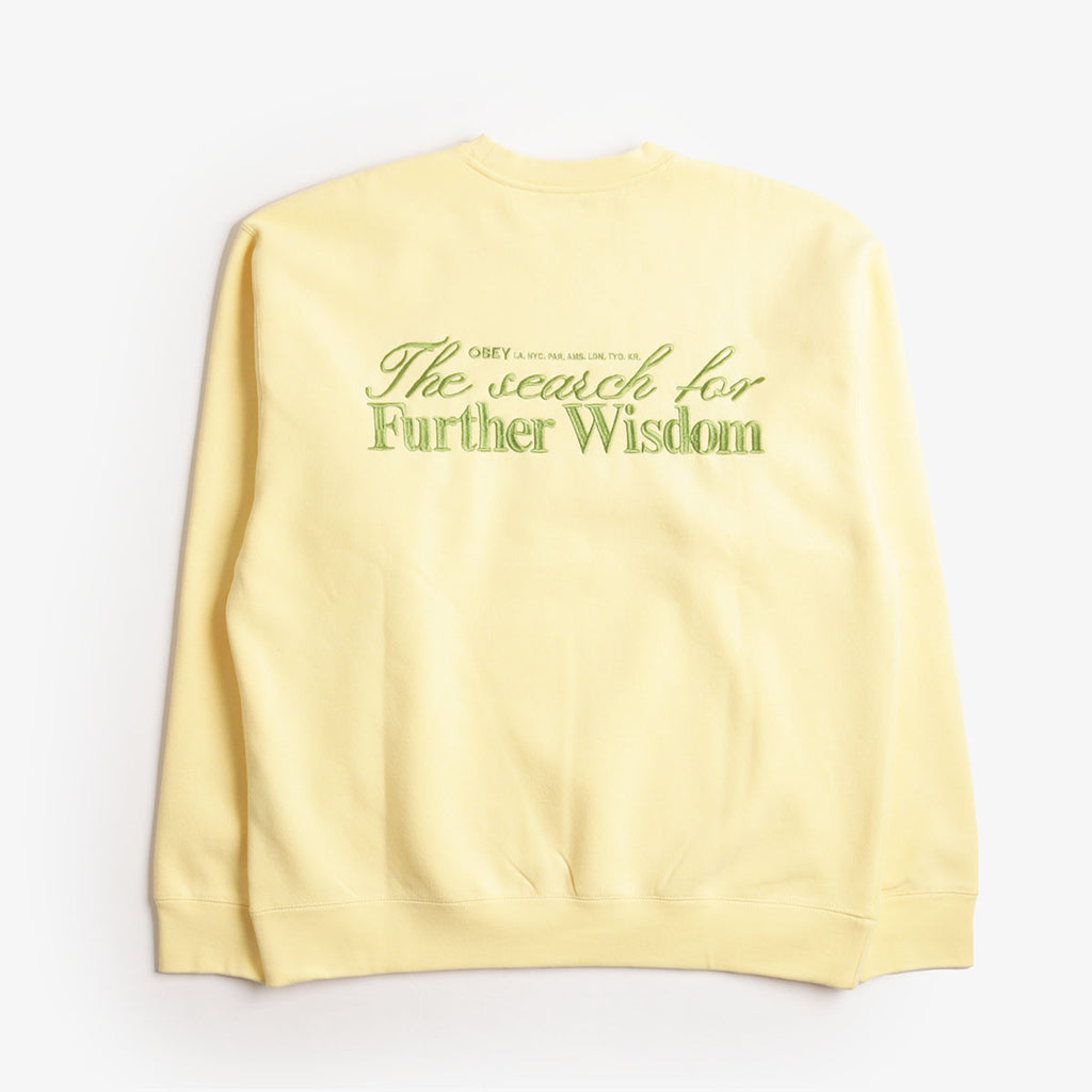 OBEY Further Wisdom Crew Sweatshirt, Pale Banana, Detail Shot 1