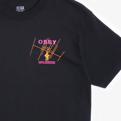 OBEY Global Transmission T-Shirt, Black, Detail Shot 3