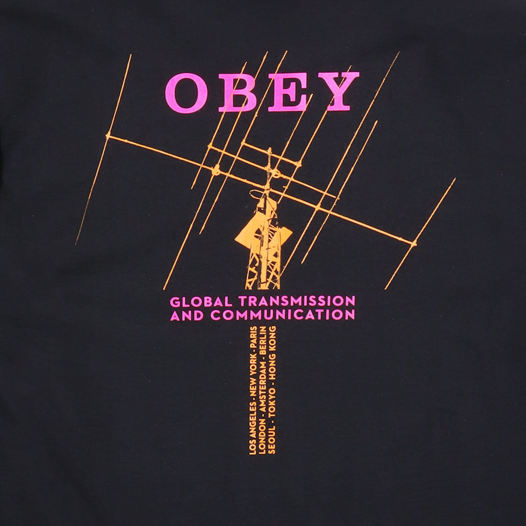 OBEY Global Transmission T-Shirt, Black, Detail Shot 4