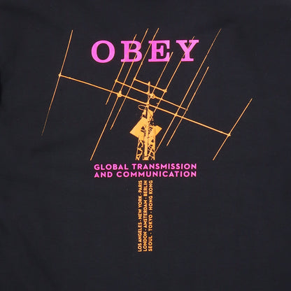 OBEY Global Transmission T-Shirt, Black, Detail Shot 4