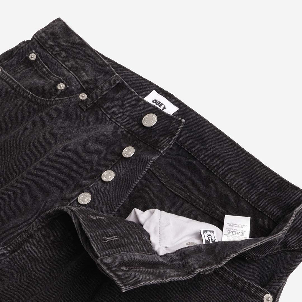 OBEY Hardwork Denim Pant, Faded Black, Detail Shot 3
