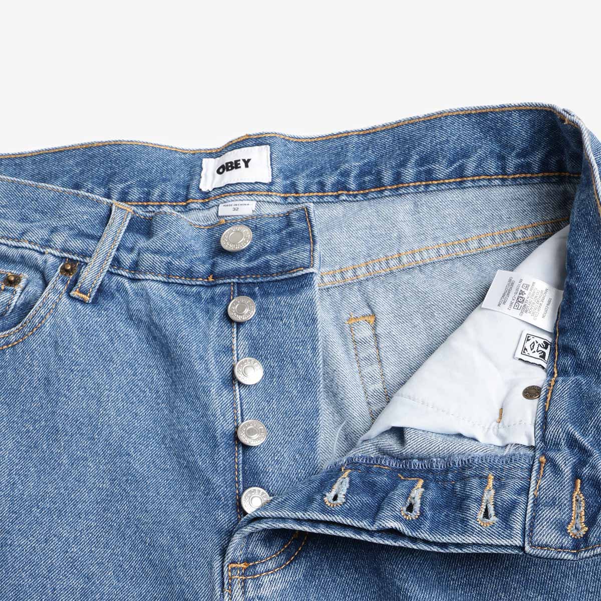 OBEY Hardwork Denim Pant, Light Indigo, Detail Shot 2