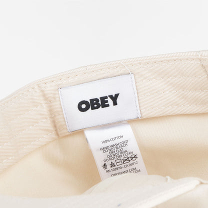 OBEY Icon Eyes 6 Panel Strapback II Cap, Unbleached, Detail Shot 4