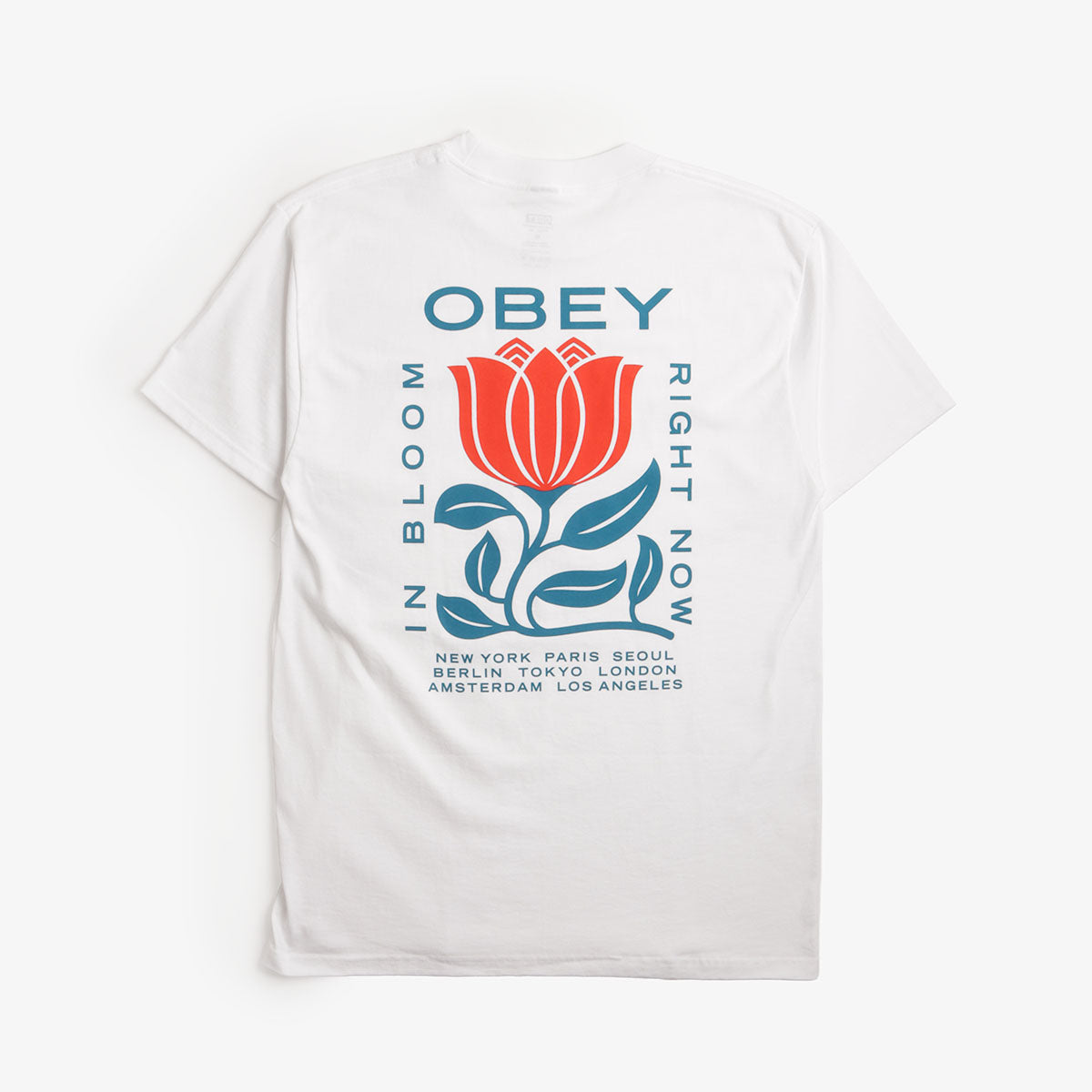 OBEY In Bloom T-Shirt, White, Detail Shot 2
