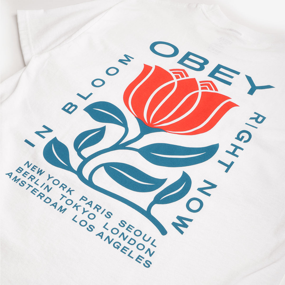 main OBEY In Bloom T-Shirt, White, Detail Shot 3