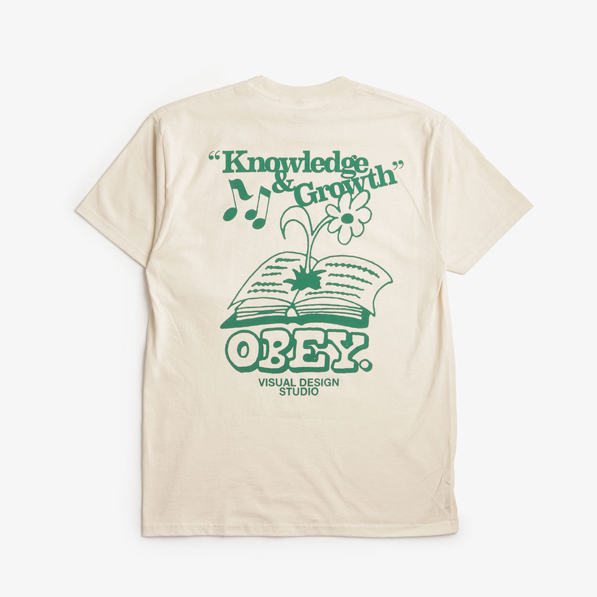 OBEY Knowledge & Growth T-Shirt, Cream, Detail Shot 2