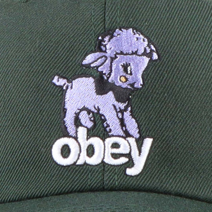 OBEY Lamb 6 Panel Classic Snapback Cap, Dark Cedar, Detail Shot 2