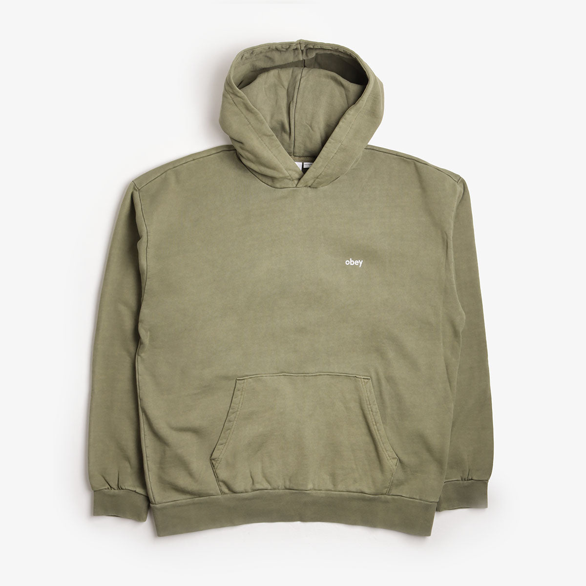OBEY Lowercase Pigment Hoodie, Pigment Deep Lichen Green, Detail Shot 1