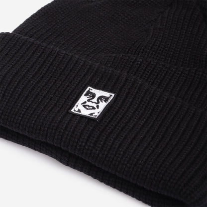 OBEY Mid Icon Patch Cuff Beanie, Black, Detail Shot 2