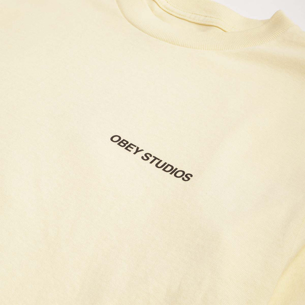 OBEY Moves Of Life T-Shirt, Pale Yellow, Detail Shot 4