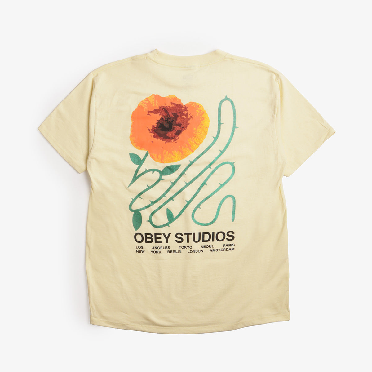 OBEY Moves Of Life T-Shirt, Pale Yellow, Detail Shot 2