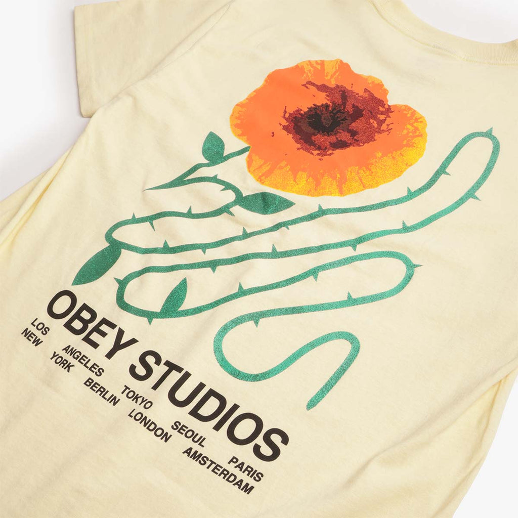 OBEY Moves Of Life T-Shirt, Pale Yellow, Detail Shot 3