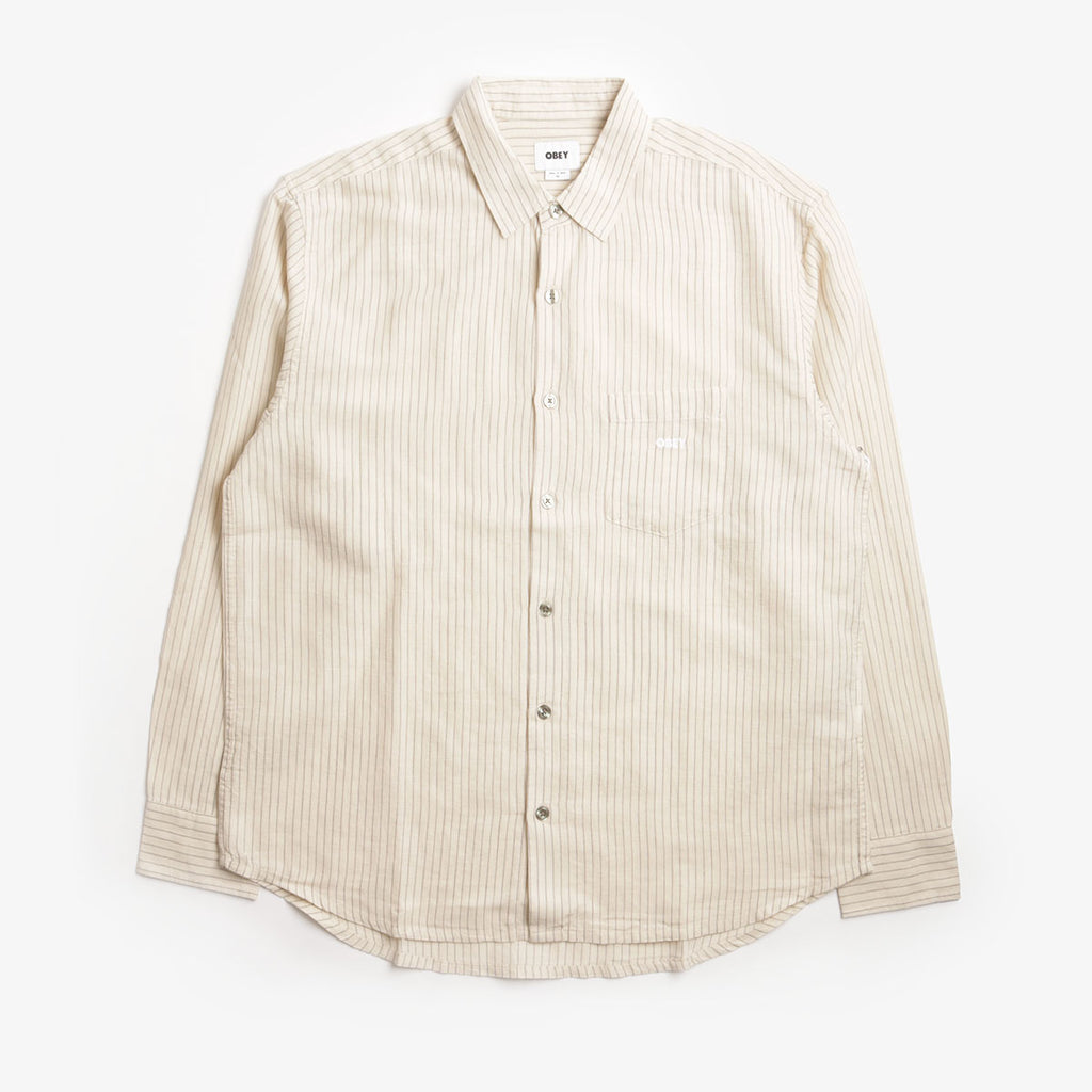 OBEY Nelson Woven Shirt, Silver Grey Multi, Detail Shot 1