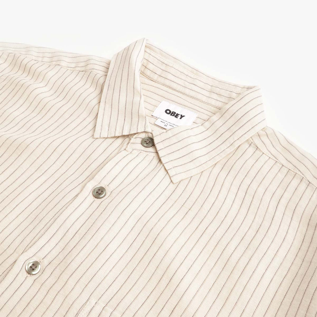 OBEY Nelson Woven Shirt, Silver Grey Multi, Detail Shot 3