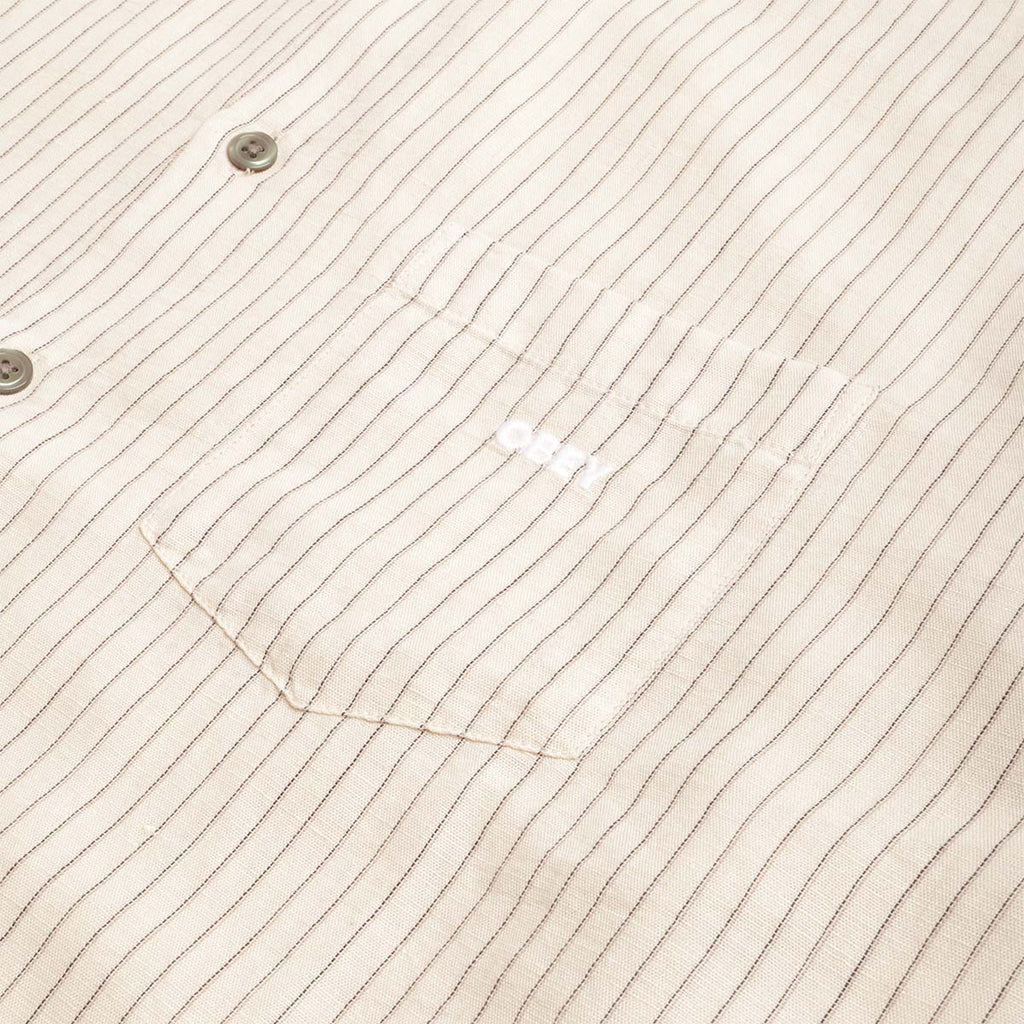 OBEY Nelson Woven Shirt, Silver Grey Multi, Detail Shot 4