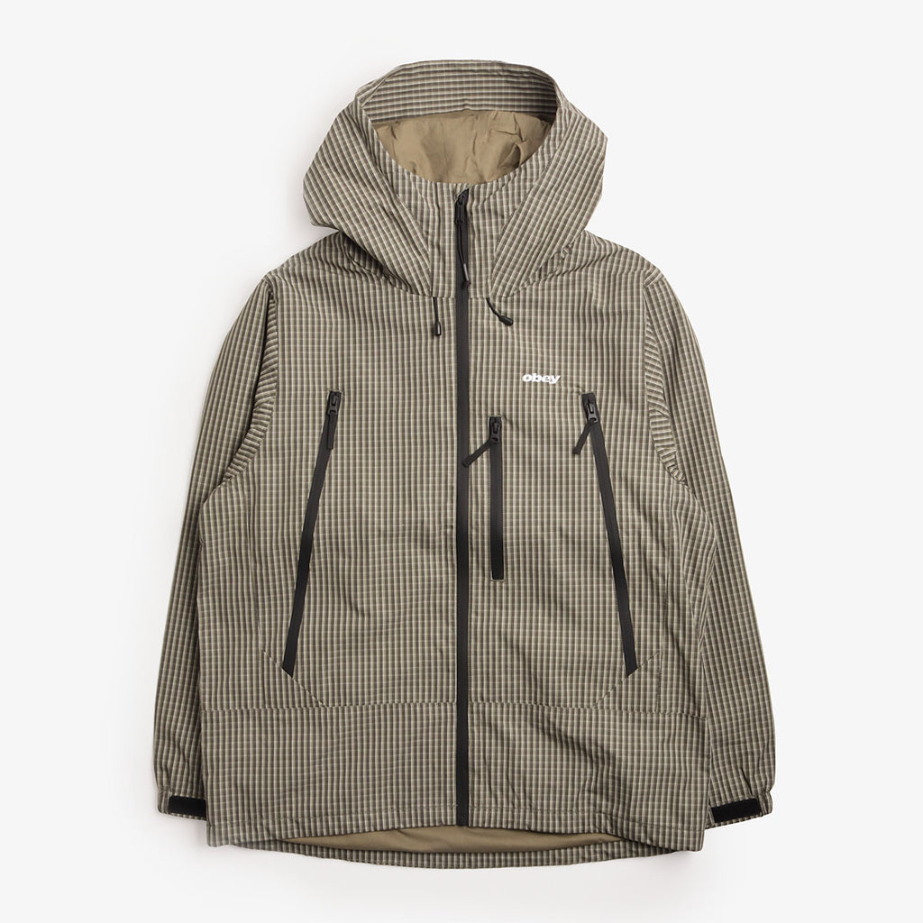 OBEY Obsidian Jacket in Green check, front view