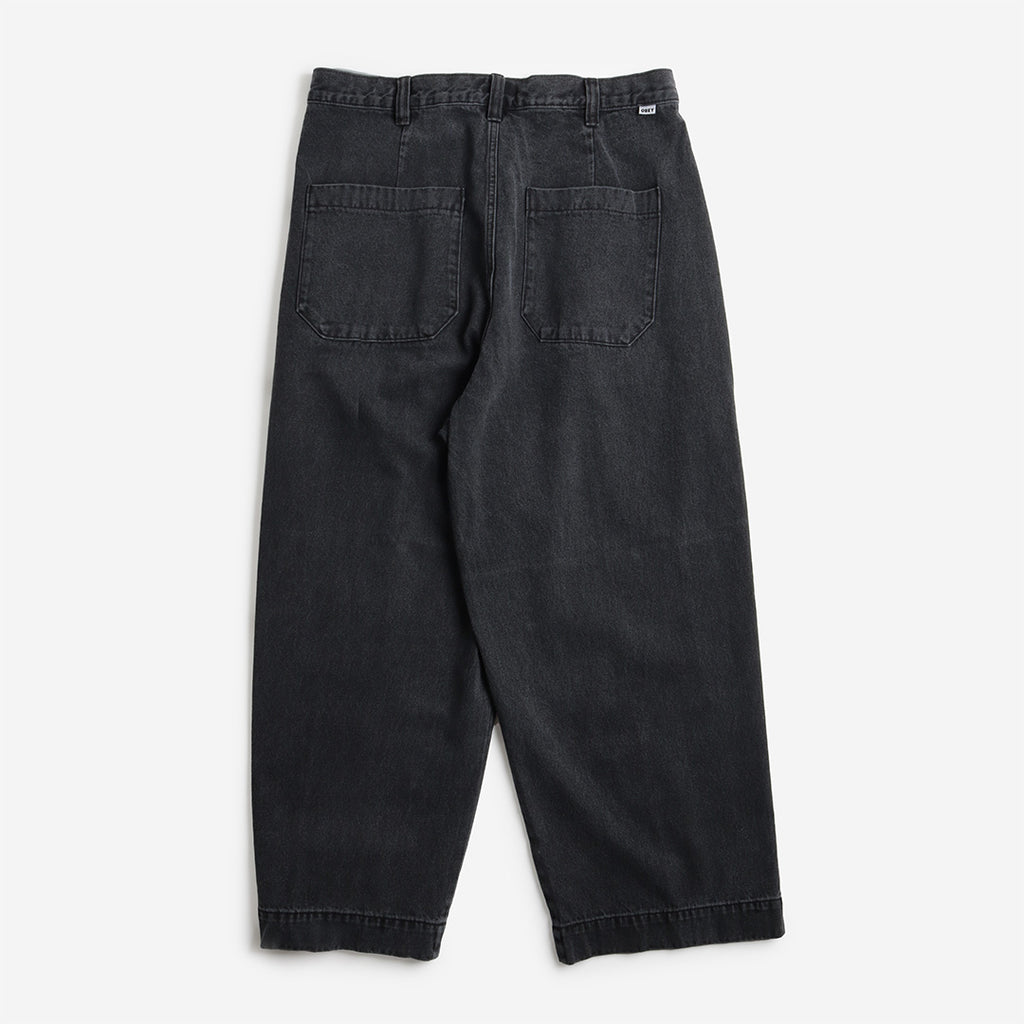 OBEY Oliver Denim Pleated Pant, Faded Black, Detail Shot 4