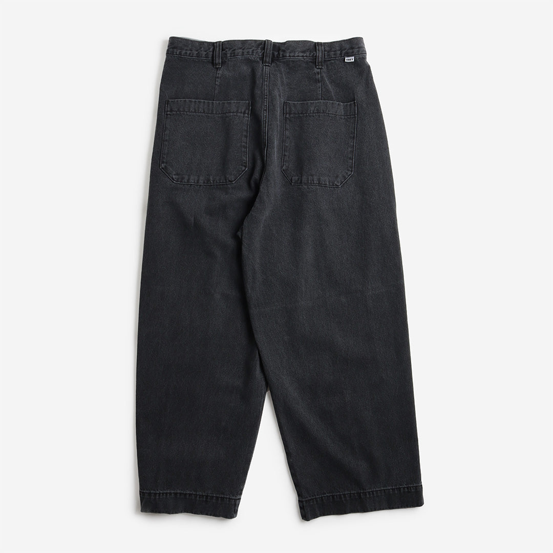 OBEY Oliver Denim Pleated Pant, Faded Black, Detail Shot 4