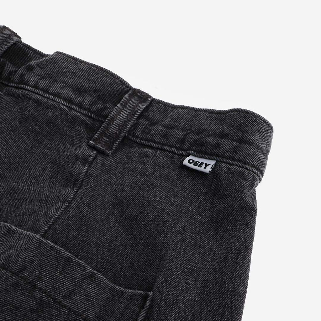 OBEY Oliver Denim Pleated Pant, Faded Black, Detail Shot 5