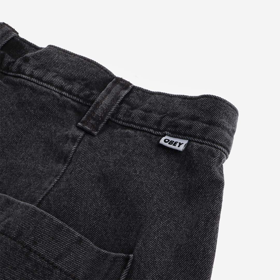 OBEY Oliver Denim Pleated Pant, Faded Black, Detail Shot 5
