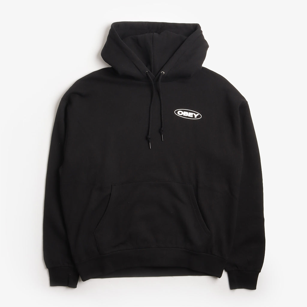 OBEY Oval Cities Hoodies, Black, Detail Shot 1