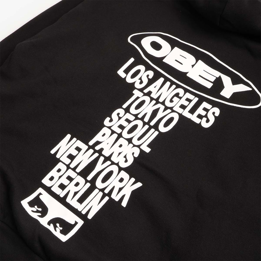 OBEY Oval Cities Hoodies, Black, Detail Shot 4