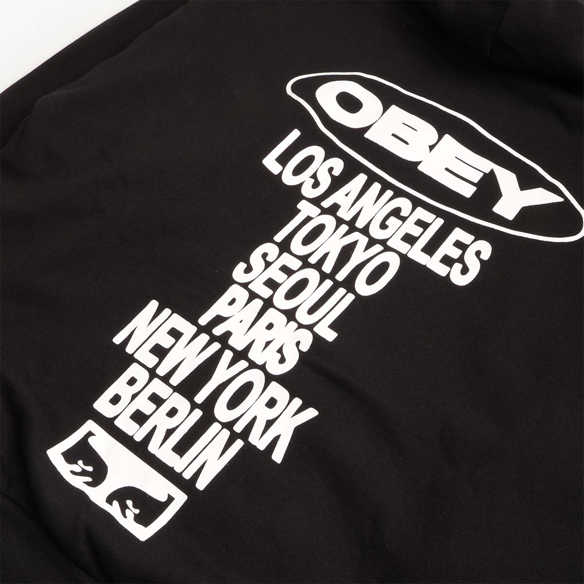 main OBEY Oval Cities Hoodies, Black, Detail Shot 4