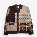 OBEY Patchwork Cardigan, Brown Multi, Detail Shot 1