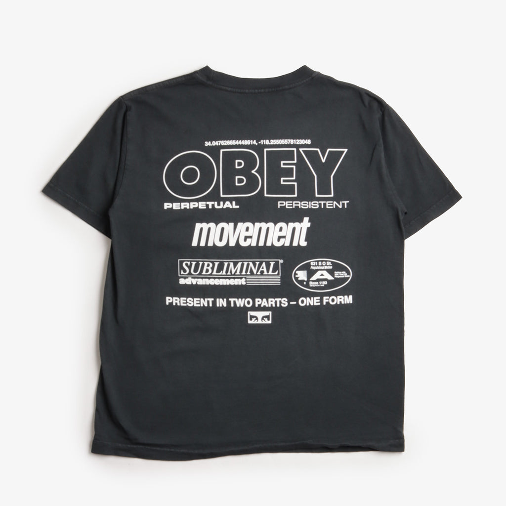 OBEY Persistent Movement T-Shirt, Pigment True Vintage Black, Detail Shot 1