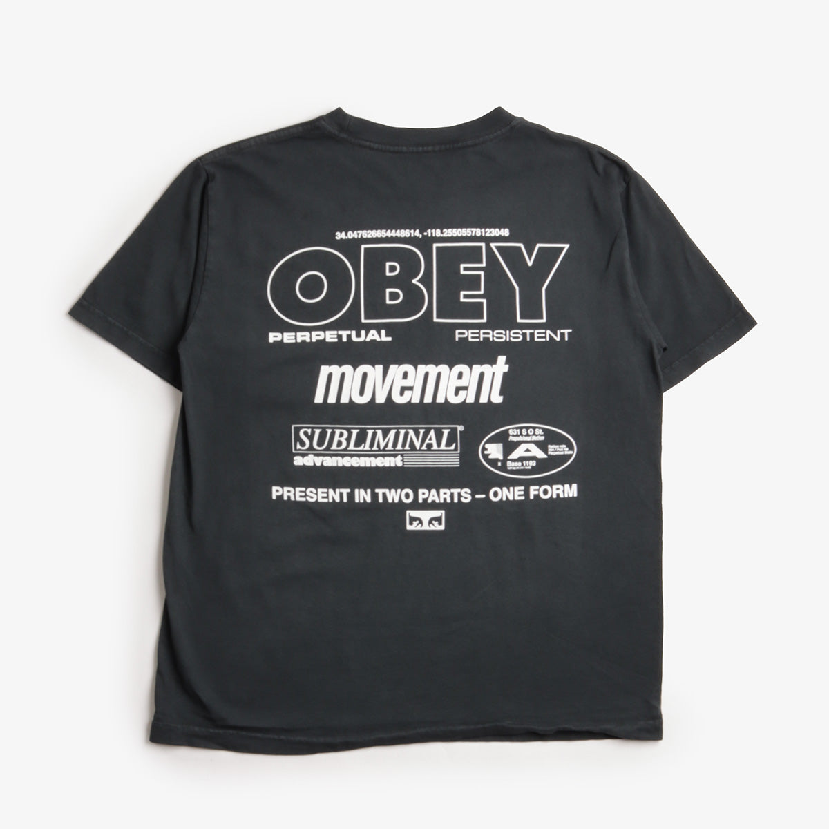 OBEY Persistent Movement T-Shirt, Pigment True Vintage Black, Detail Shot 1