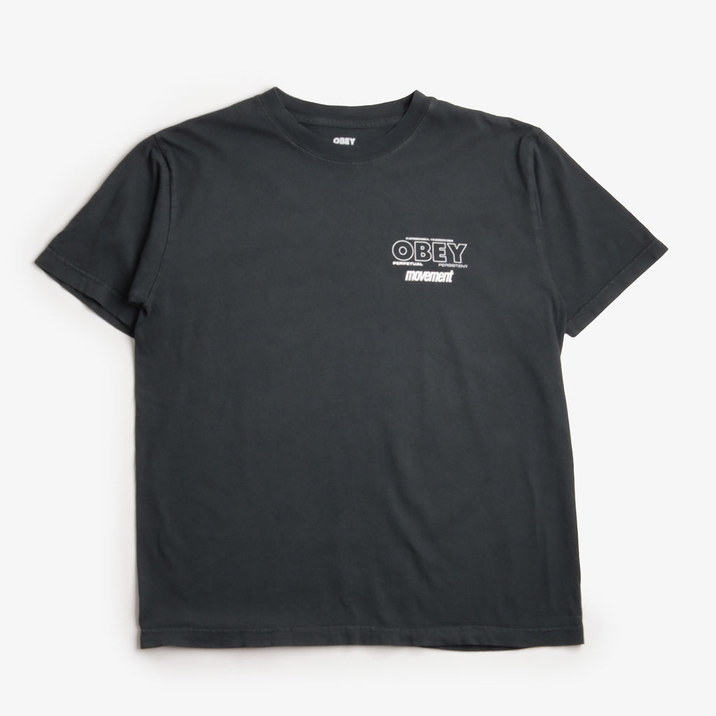 OBEY Persistent Movement T-Shirt, Pigment True Vintage Black, Detail Shot 2
