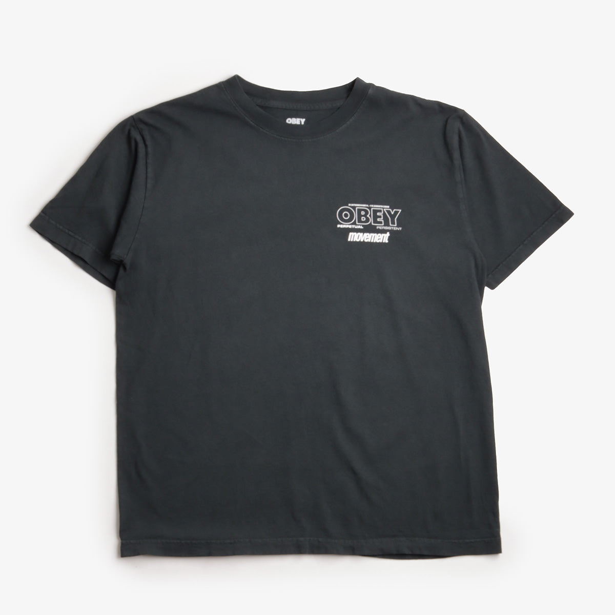 OBEY Persistent Movement T-Shirt, Pigment True Vintage Black, Detail Shot 2