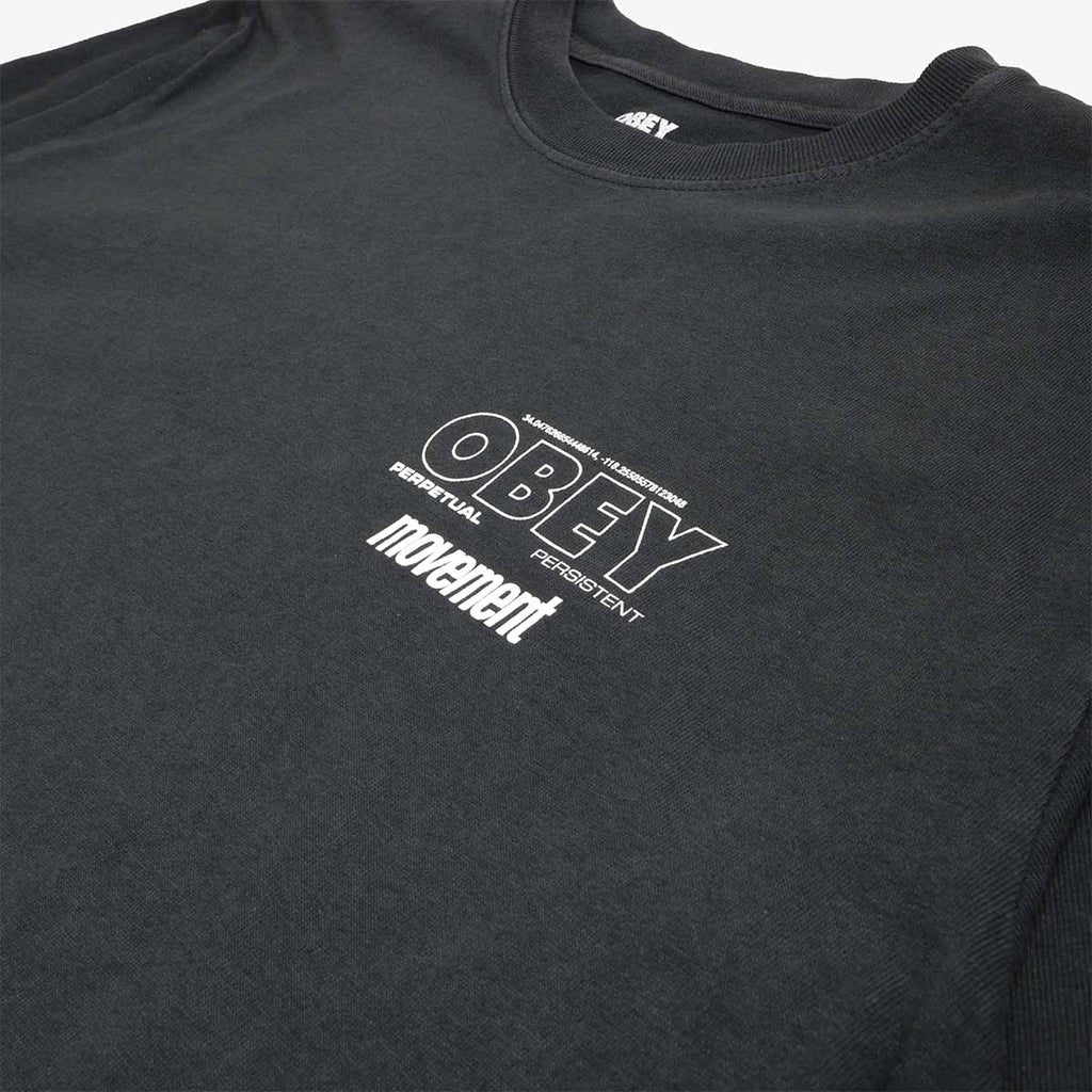 OBEY Persistent Movement T-Shirt, Pigment True Vintage Black, Detail Shot 3