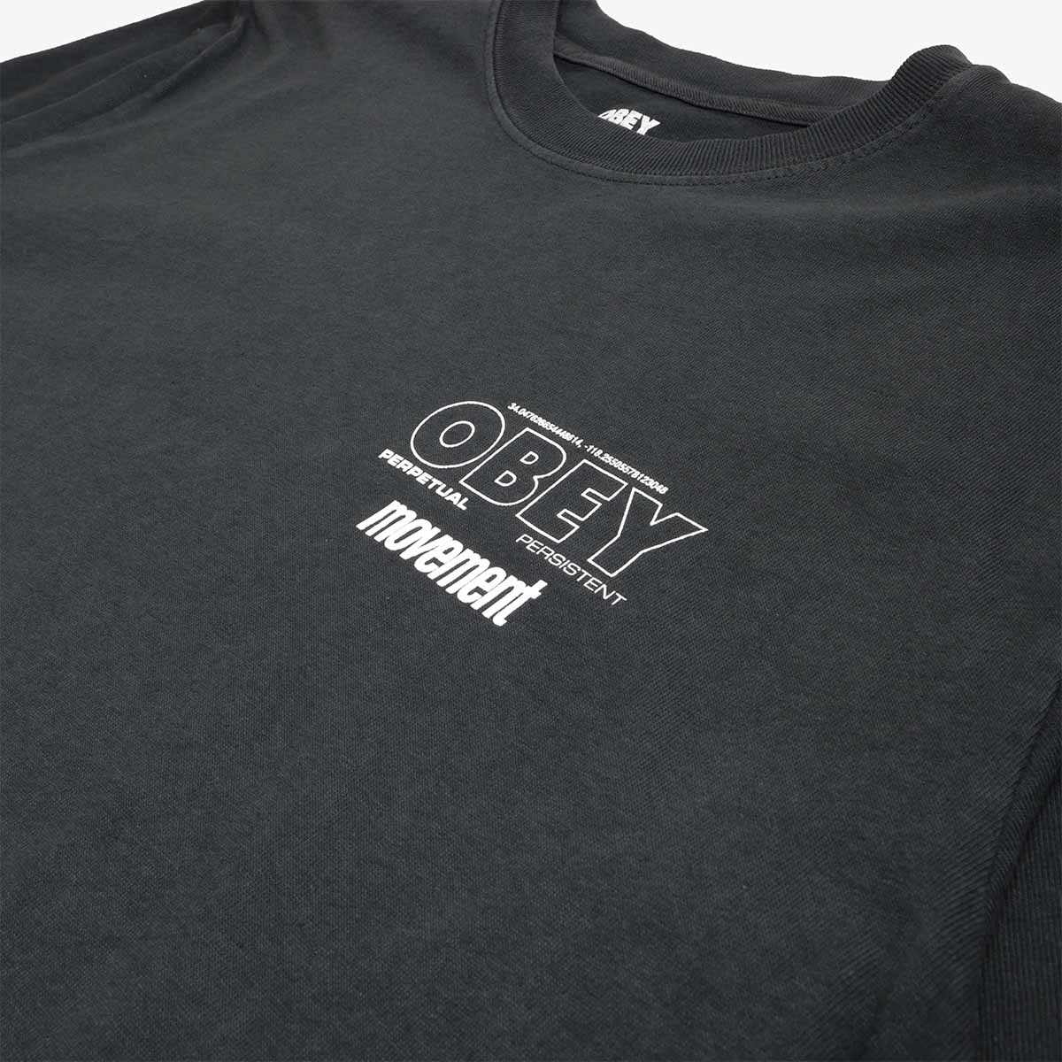 OBEY Persistent Movement T-Shirt, Pigment True Vintage Black, Detail Shot 3