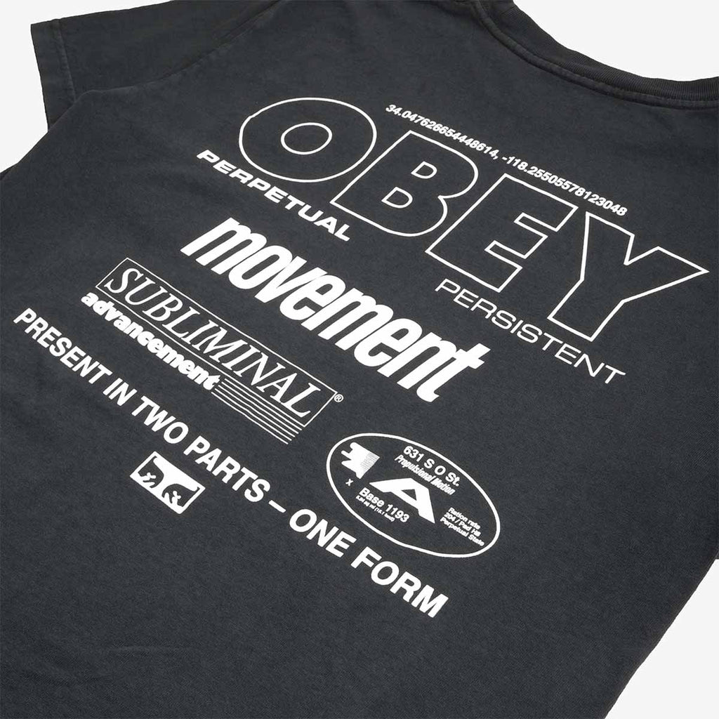 OBEY Persistent Movement T-Shirt, Pigment True Vintage Black, Detail Shot 4