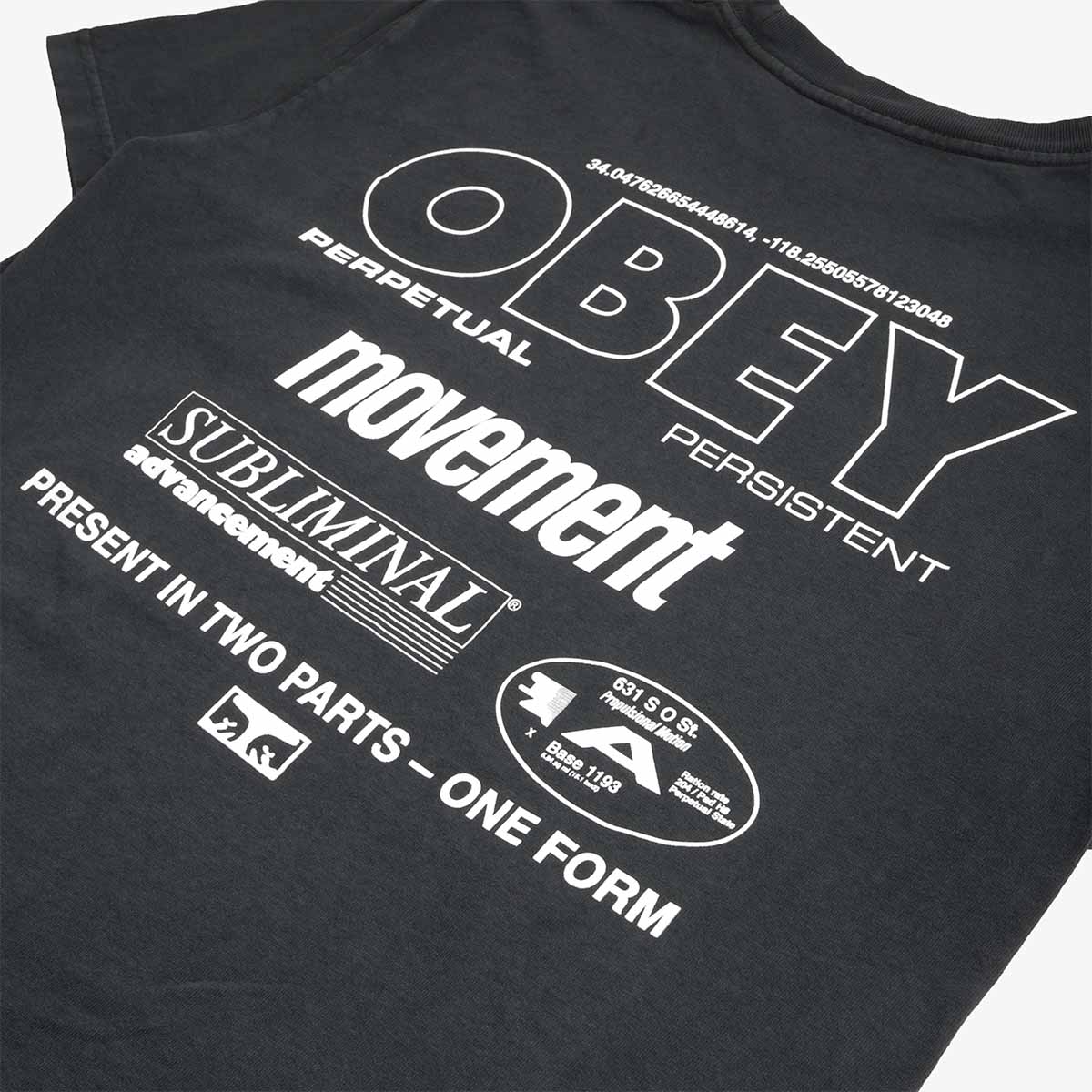 OBEY Persistent Movement T-Shirt, Pigment True Vintage Black, Detail Shot 4