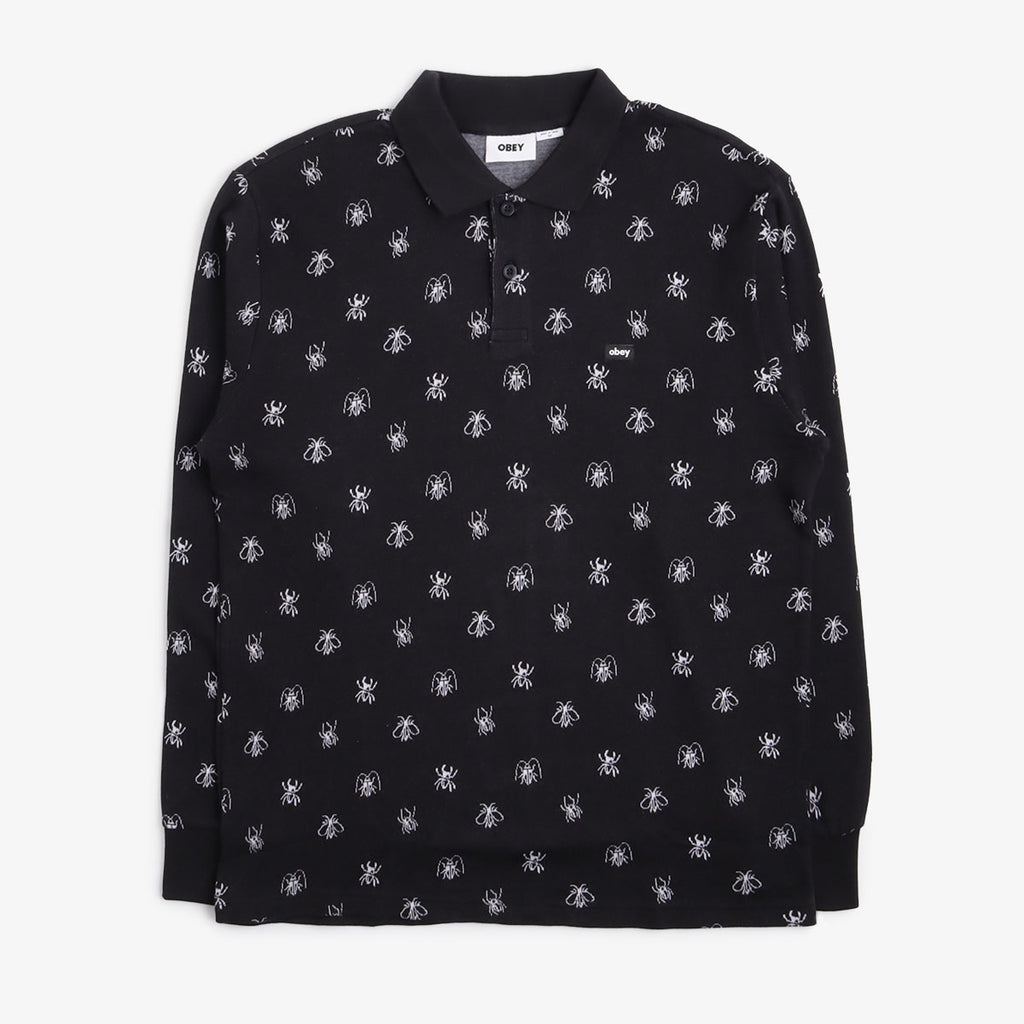 OBEY Pest Jacquard Polo Shirt, Black Multi, Detail Shot 1