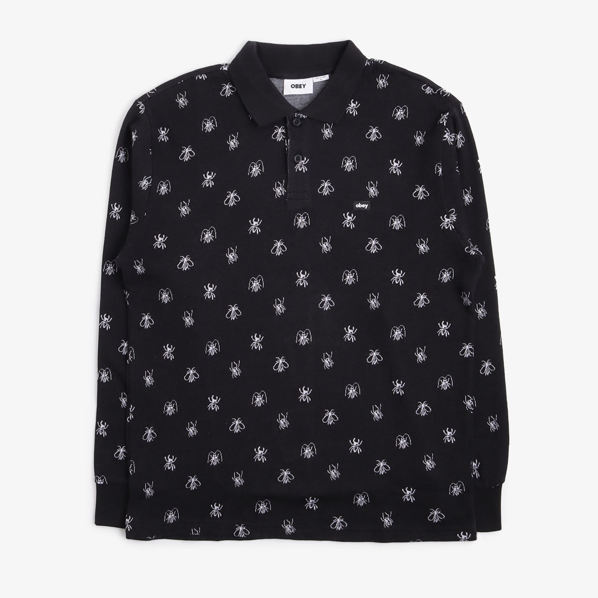 OBEY Pest Jacquard Polo Shirt, Black Multi, Detail Shot 1