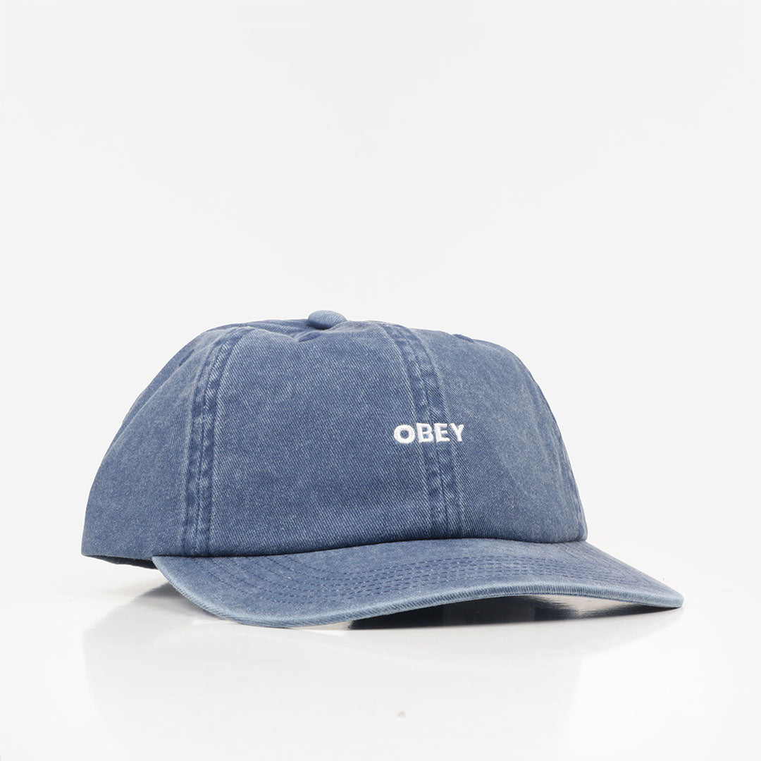 OBEY Pigment Bold 6 Panel Strapback Cap, Pigment Navy, Detail Shot 1