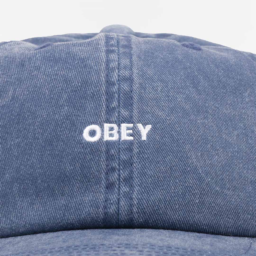 main OBEY Pigment Bold 6 Panel Strapback Cap, Pigment Navy, Detail Shot 2