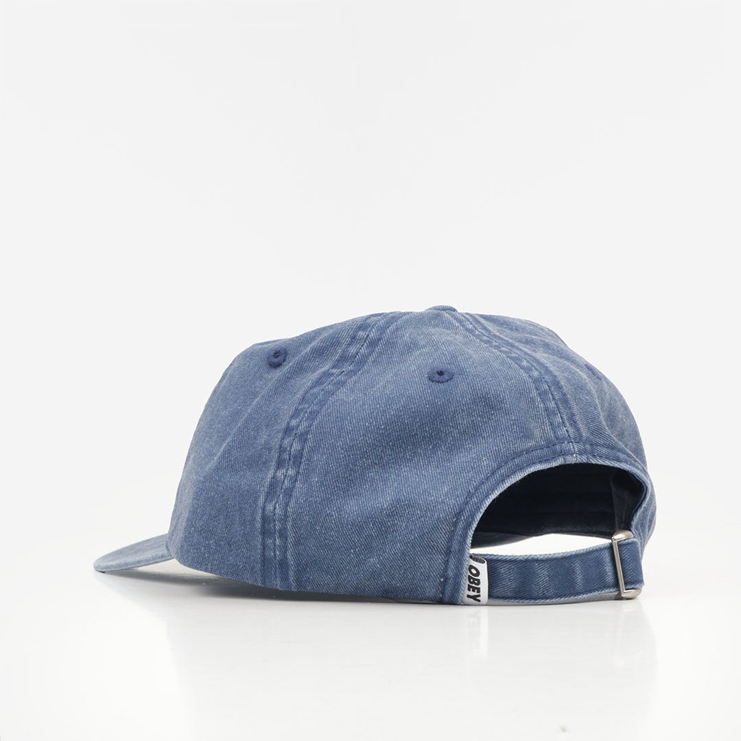 OBEY Pigment Bold 6 Panel Strapback Cap, Pigment Navy, Detail Shot 3