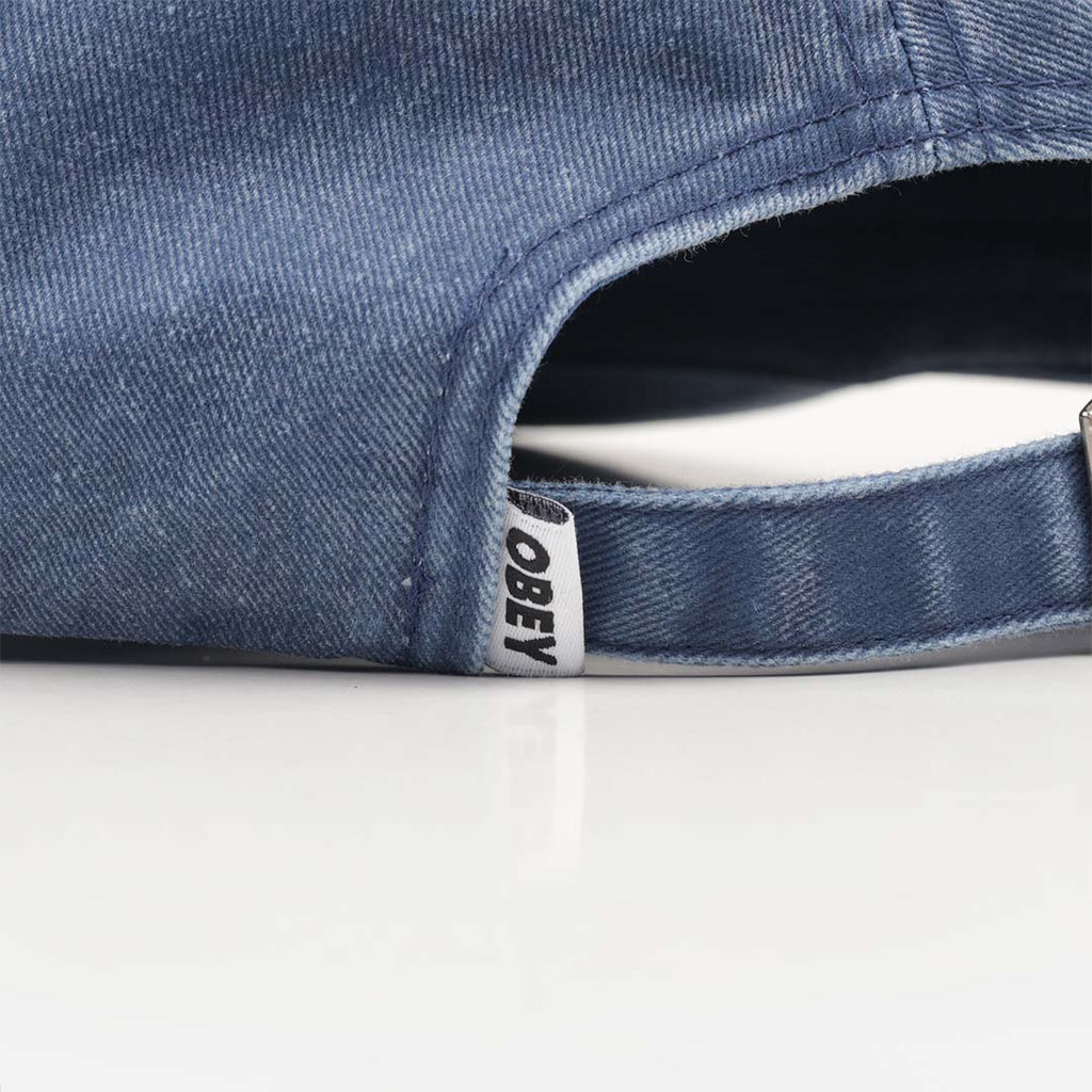 OBEY Pigment Bold 6 Panel Strapback Cap, Pigment Navy, Detail Shot 4