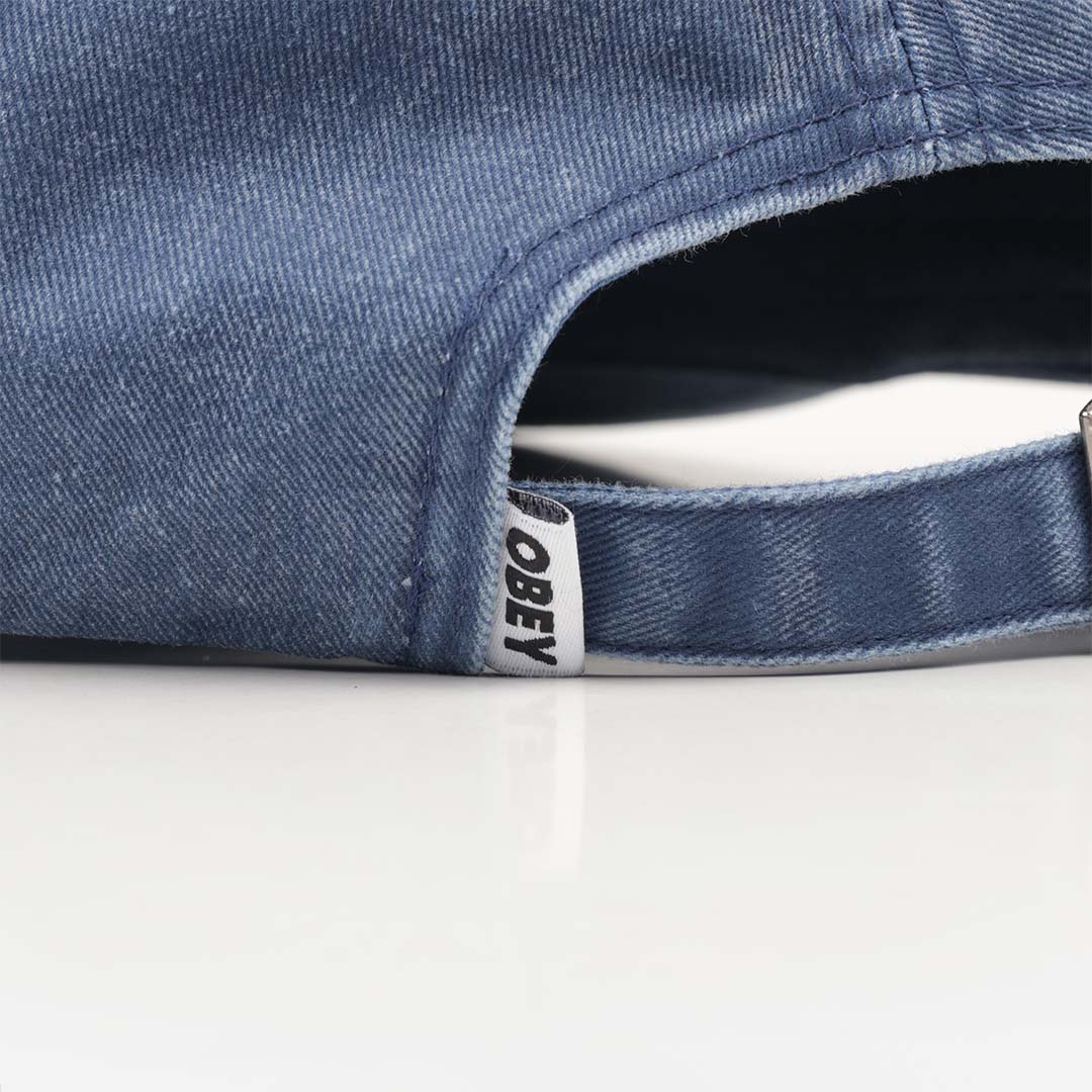 main OBEY Pigment Bold 6 Panel Strapback Cap, Pigment Navy, Detail Shot 4