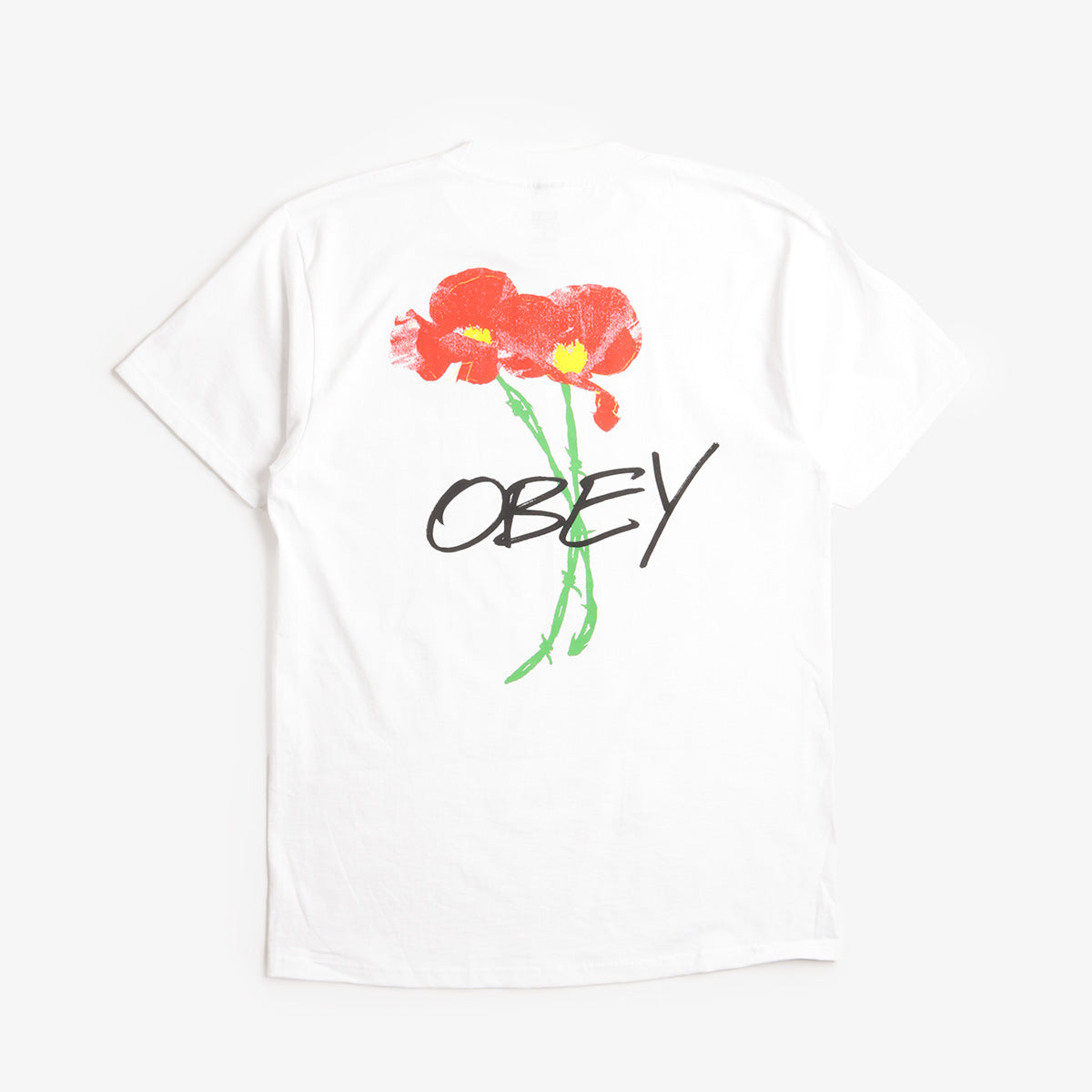 OBEY Poppies T-Shirt, White, Detail Shot 1