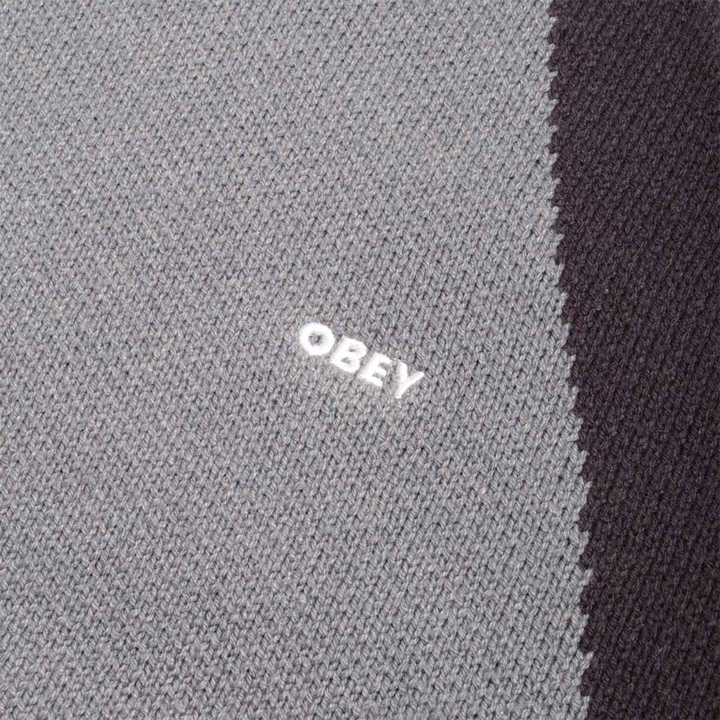 OBEY Raglan Crew Neck Sweater, Dull Blue Multi, Detail Shot 3
