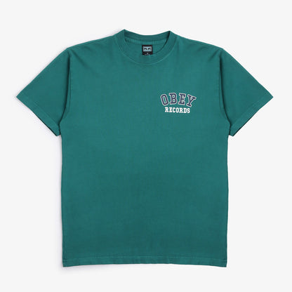 OBEY Records T-Shirt, Aventurine Green, Detail Shot 2