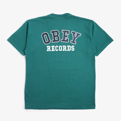 OBEY Records T-Shirt, Aventurine Green, Detail Shot 1