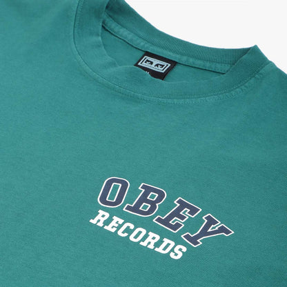 OBEY Records T-Shirt, Aventurine Green, Detail Shot 3
