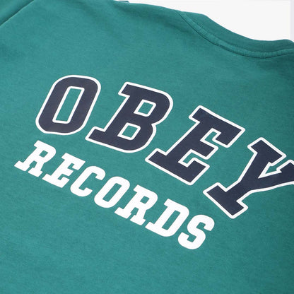 OBEY Records T-Shirt, Aventurine Green, Detail Shot 4