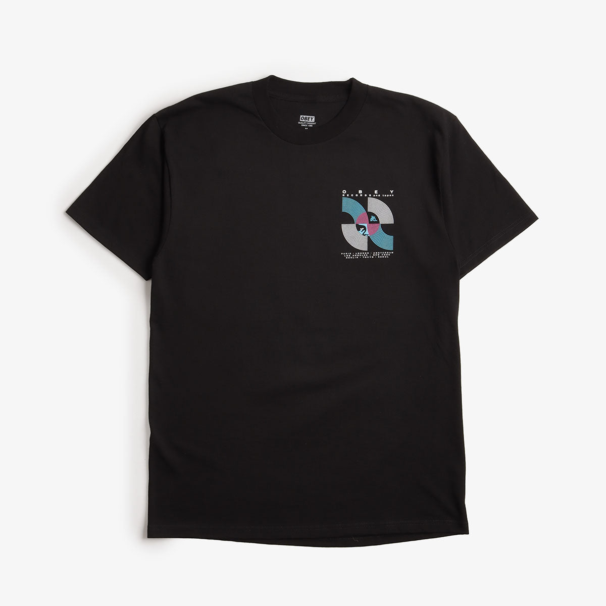 OBEY Records And Tapes T-Shirt, Black, Detail Shot 2